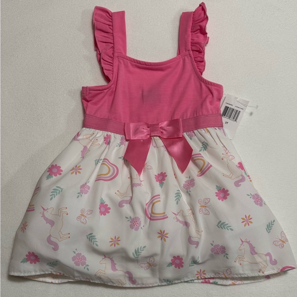 Lilt Toddler Girl 3T Pink and White Unicorn Dress - NWT